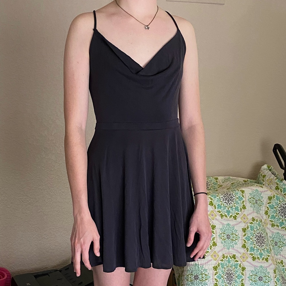 Cowl Neck Mini Skater Dress